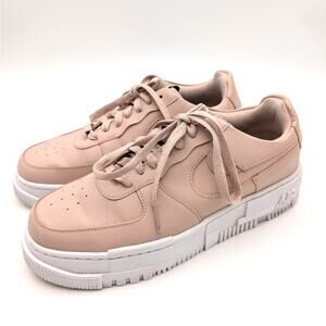 Nike Air Force 1 Low Pixel Shoes Sneakers Lace-Up Beige/White Women's Size US9